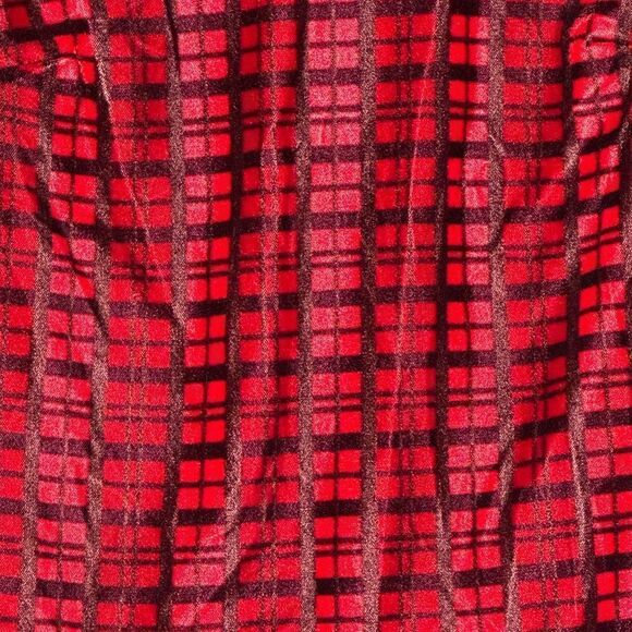 Draper James Red Plaid Velvet Ruffle Neck Top | Size S - Picture 4 of 7